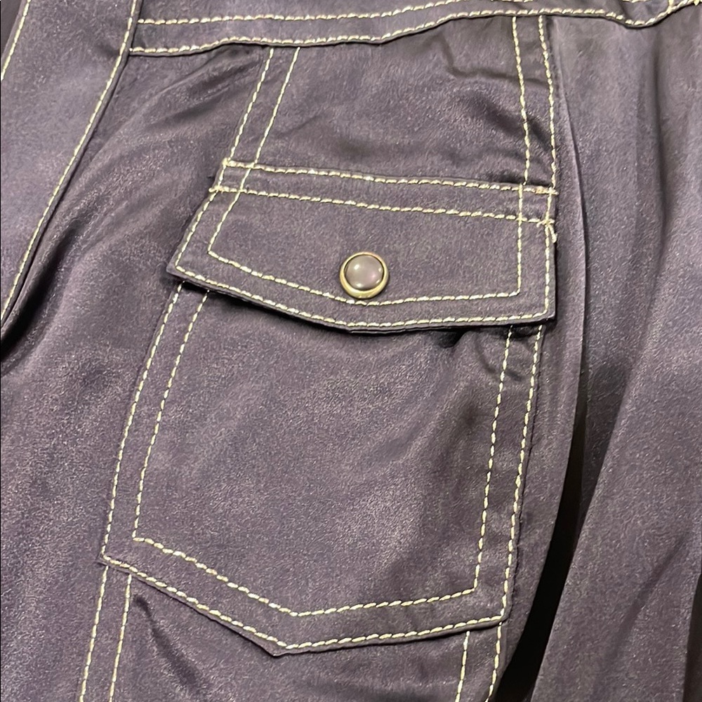 Cache Blue Buttoned Fitted Notched Collar Blouse - image 3